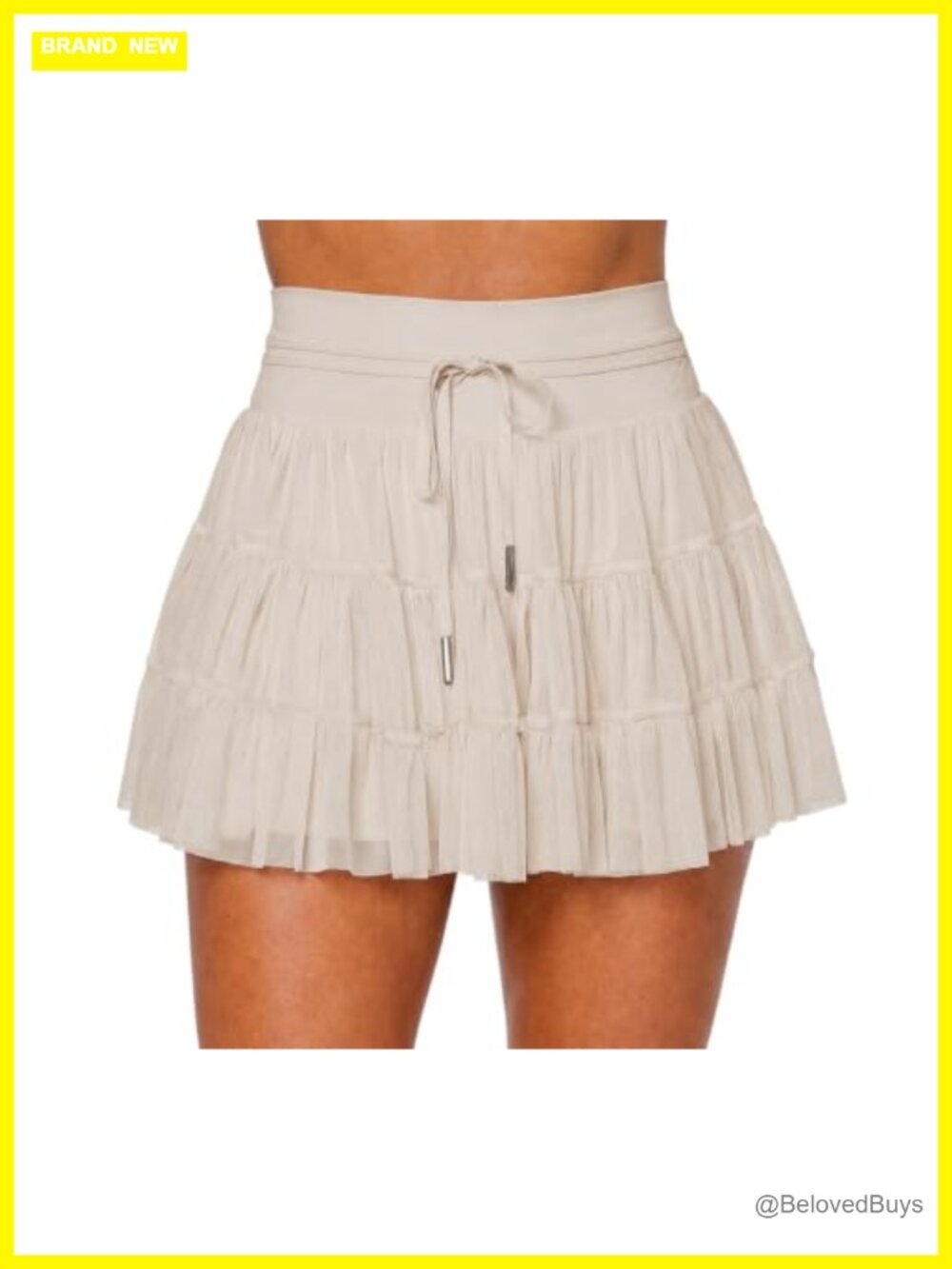 High Waist Mini Skort Ruffle Hem Built-in Shorts Tennis Golf Skirt
